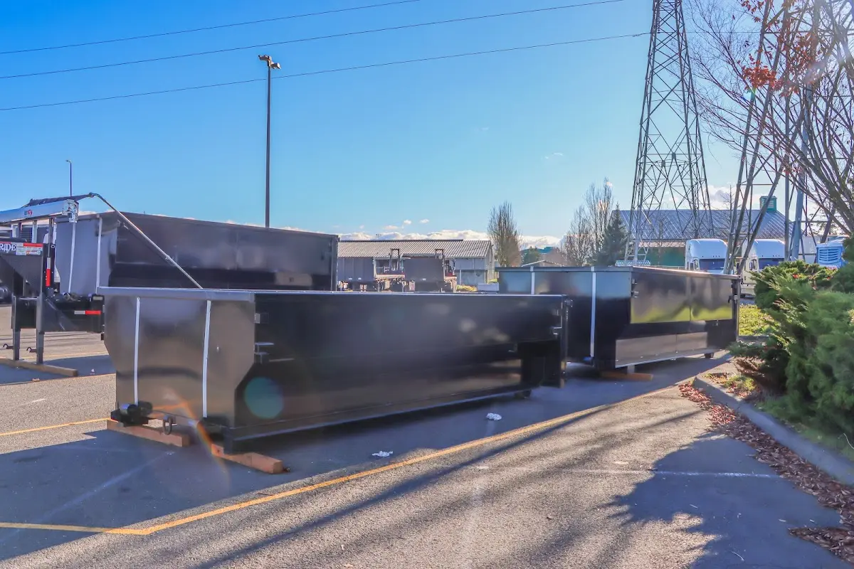 Roll-off dumpster ready for waste disposal at job site for 15 Yard Dumpster Rental in Cairo